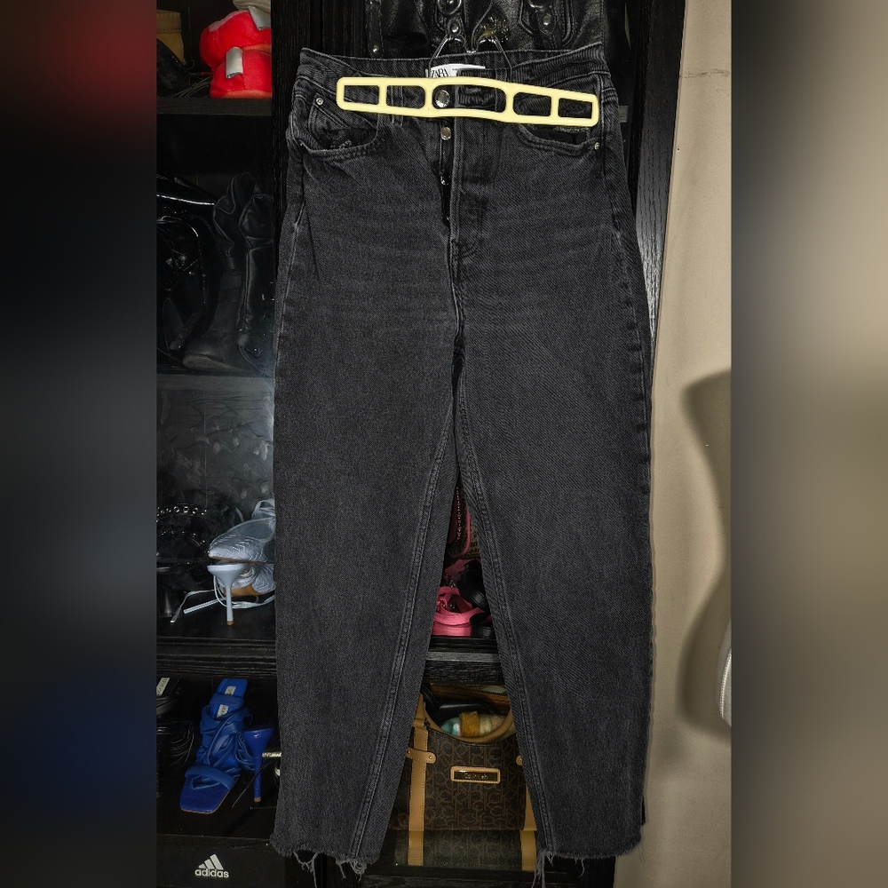 5 For $25✨Zara Womens Small 2 Black Denim Jeans High Waist Baggy Boyfriend Jeans - Picture 2 of 10